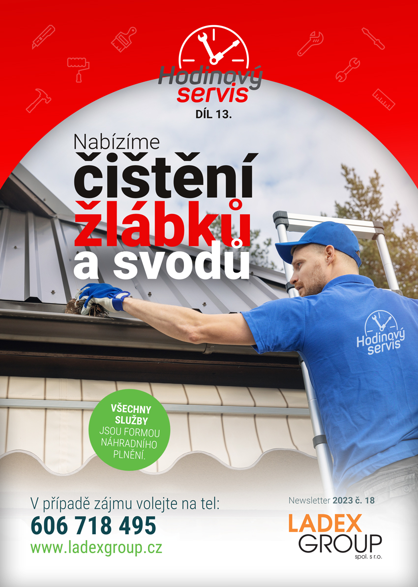 Hodinový servis - Čištění žlábků a svodů