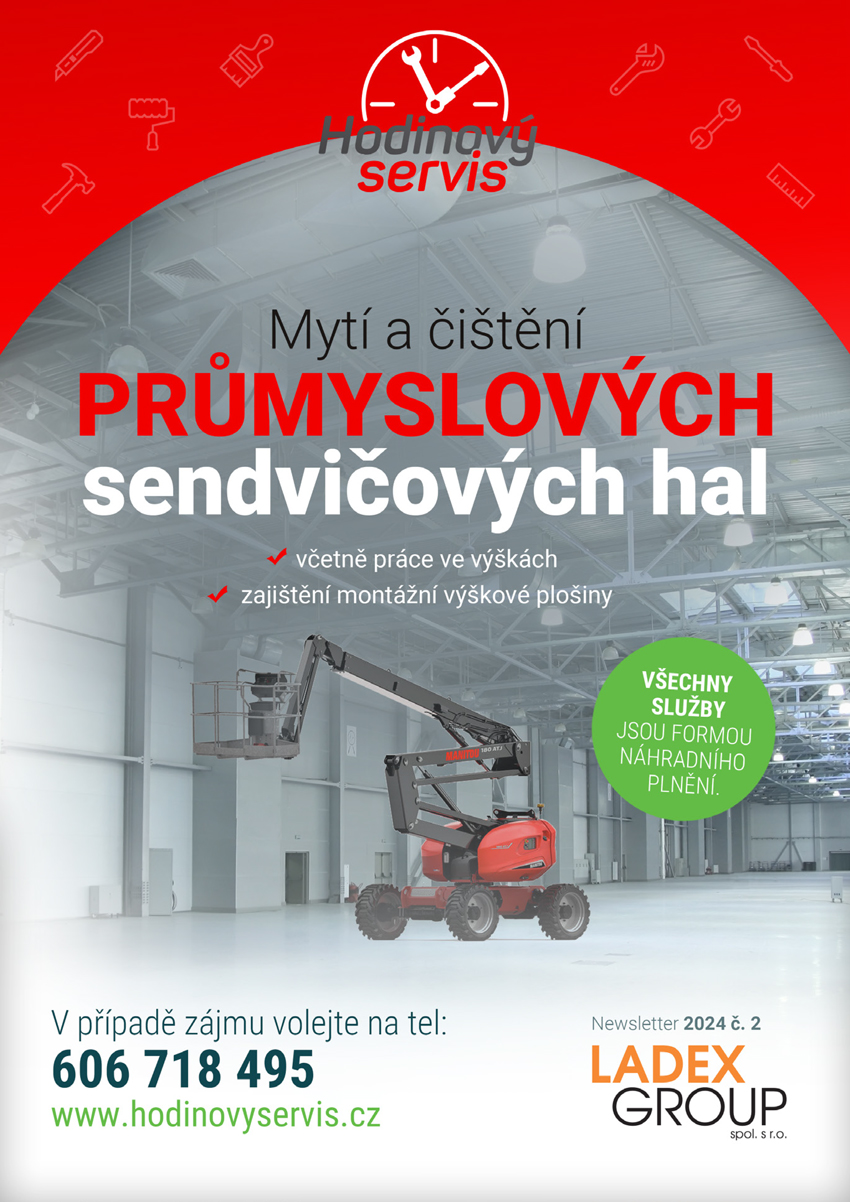 Mytí a čištění průmyslových sendvičových hal